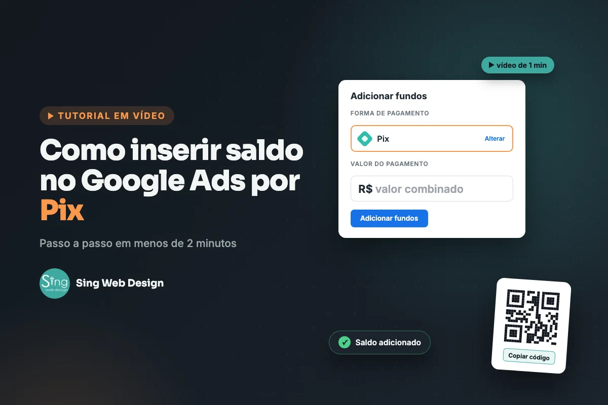 Capa do tutorial: Como inserir saldo no Google Ads por Pix