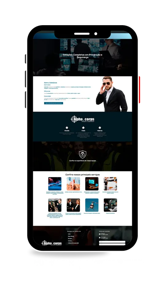 Site desenvolvido para Alpha Corps (Prevenção e segurança)