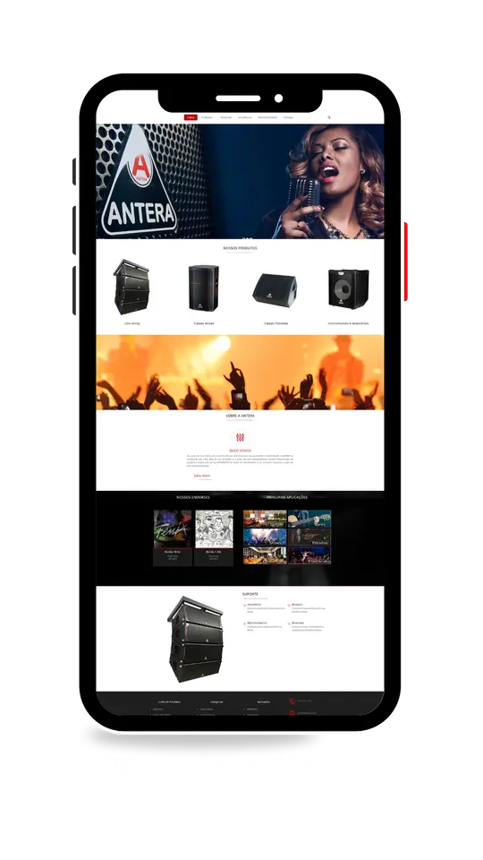 Site desenvolvido para Antera (Equipamentos de áudio)