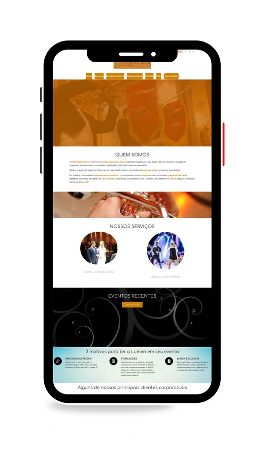 Site desenvolvido para Música Lumen (Eventos musicais)