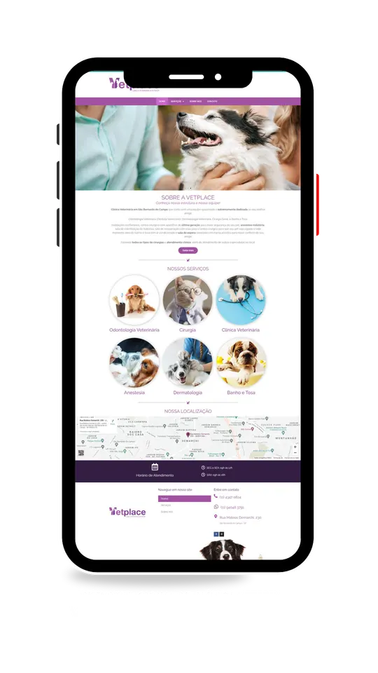 Site desenvolvido para Vetplace (Clínica veterinária)